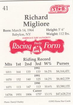 1993 Jockey Star #41 Richard Migliore Back